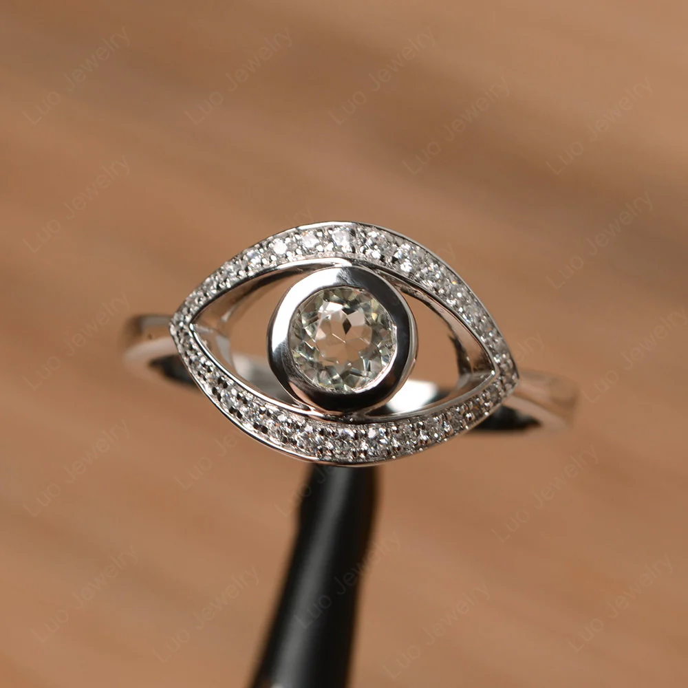 Green Amethyst Evil Eye Ring - Image 2