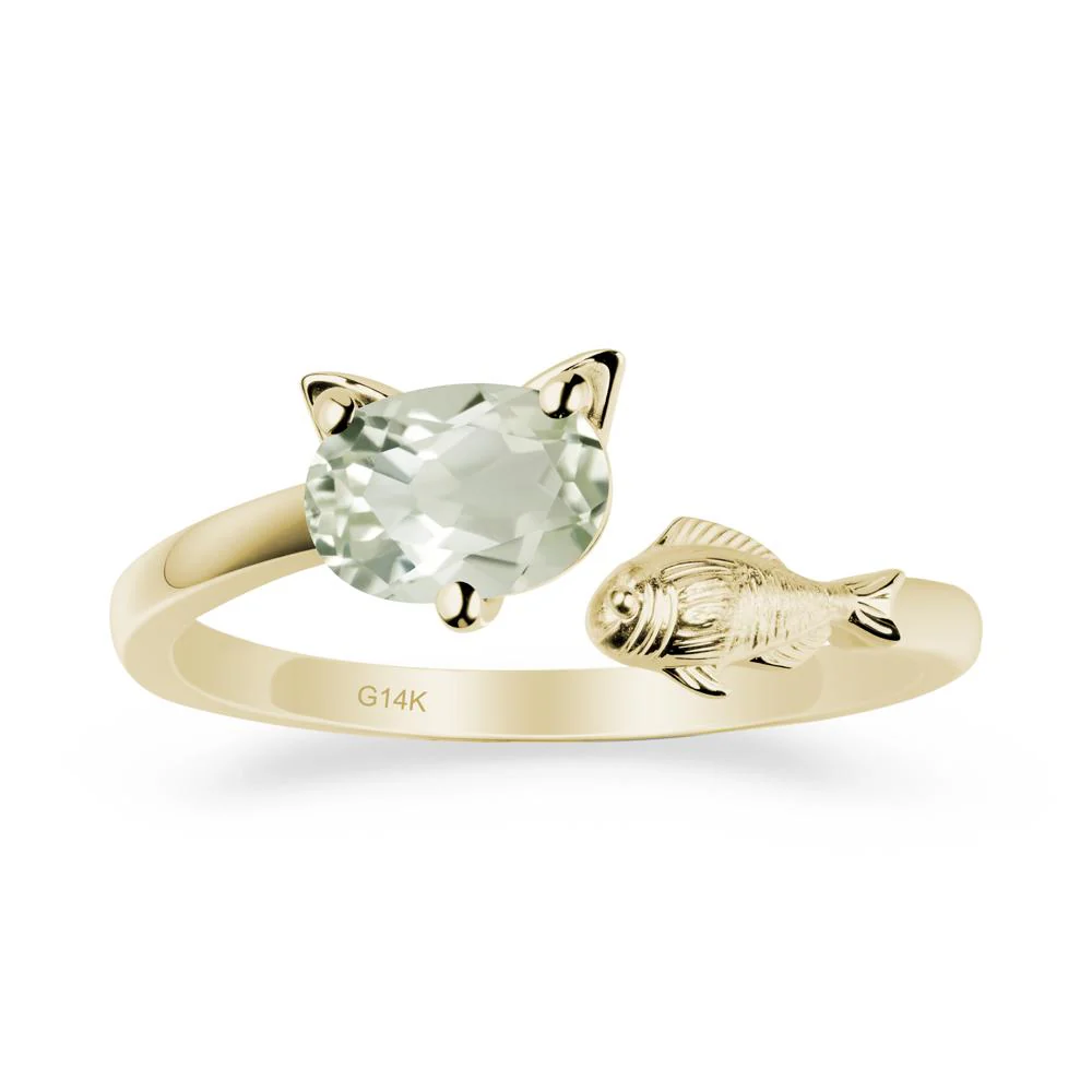 Green Amethyst Fish and Cat Ring - Image 3