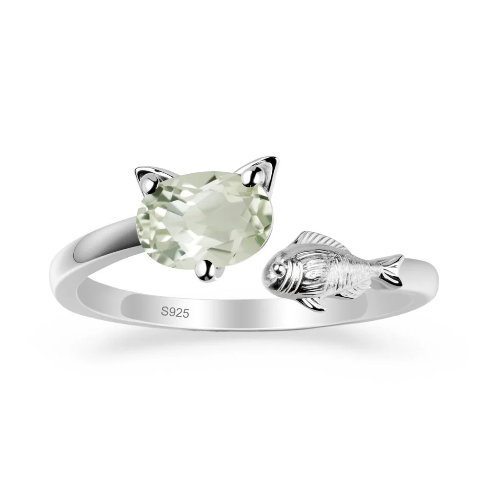 Green Amethyst Fish and Cat Ring - Image 9