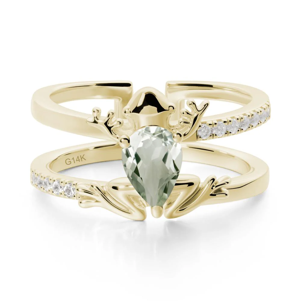 Green Amethyst Frog Double Band Ring - Image 3