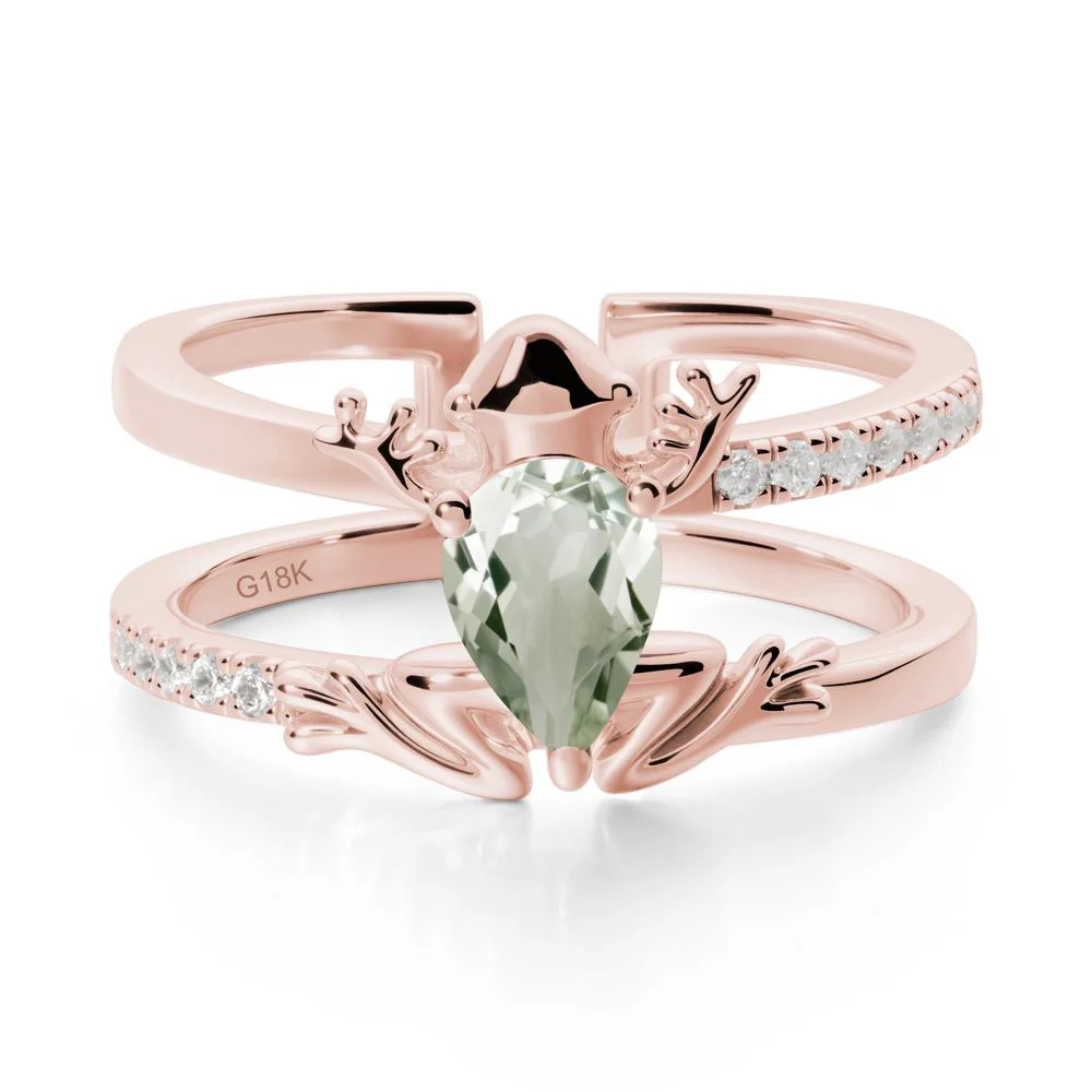 Green Amethyst Frog Double Band Ring - Image 4