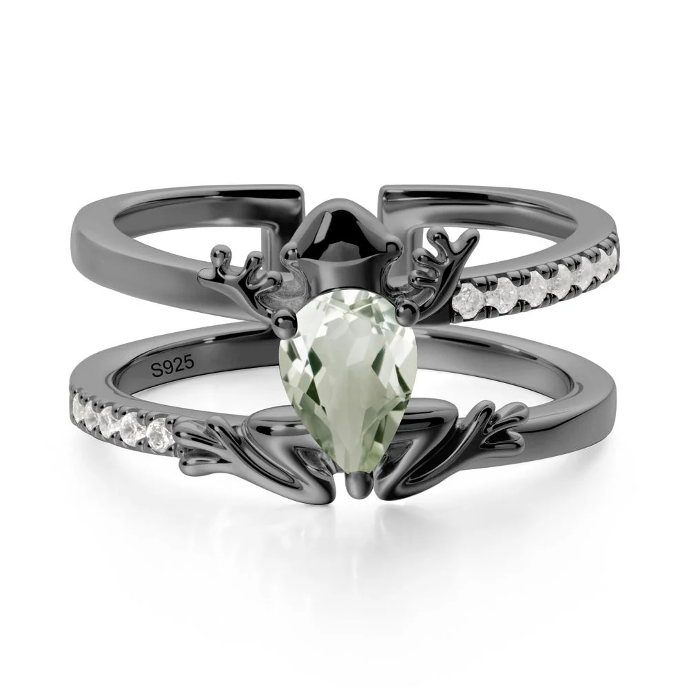 Green Amethyst Frog Double Band Ring - Image 7