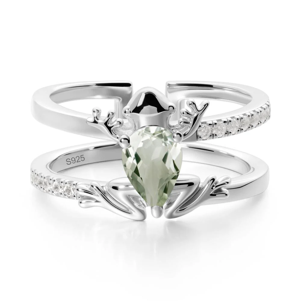 Green Amethyst Frog Double Band Ring - Image 9