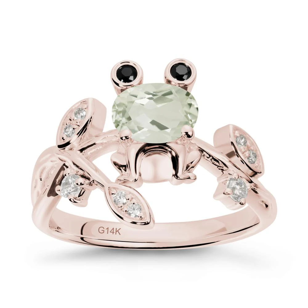 Green Amethyst Frog Ring with Twisting Leaves and Branches - Image 2