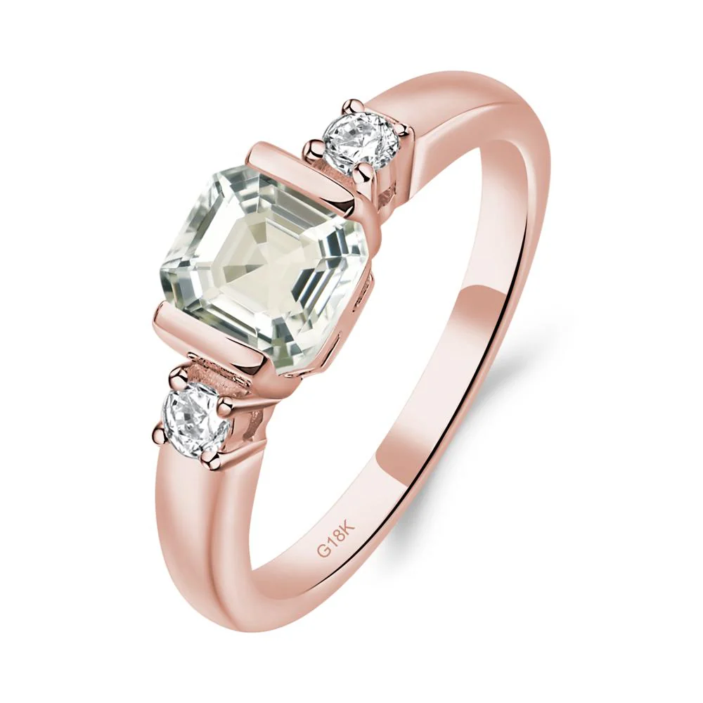 Green Amethyst Half Bezel Set Asscher Cut Ring - Image 8