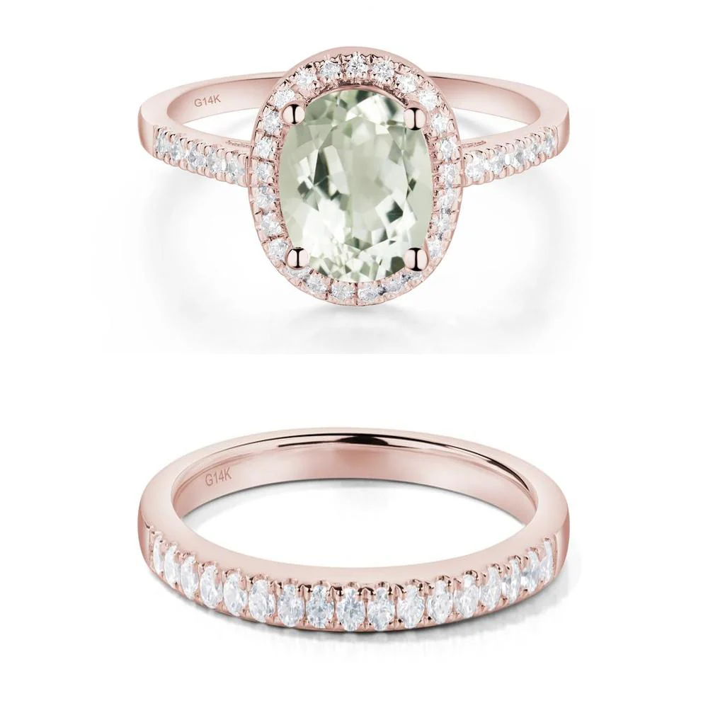 Oval Green Amethyst Halo Ring - Image 11