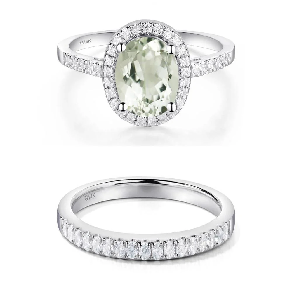 Oval Green Amethyst Halo Ring - Image 13