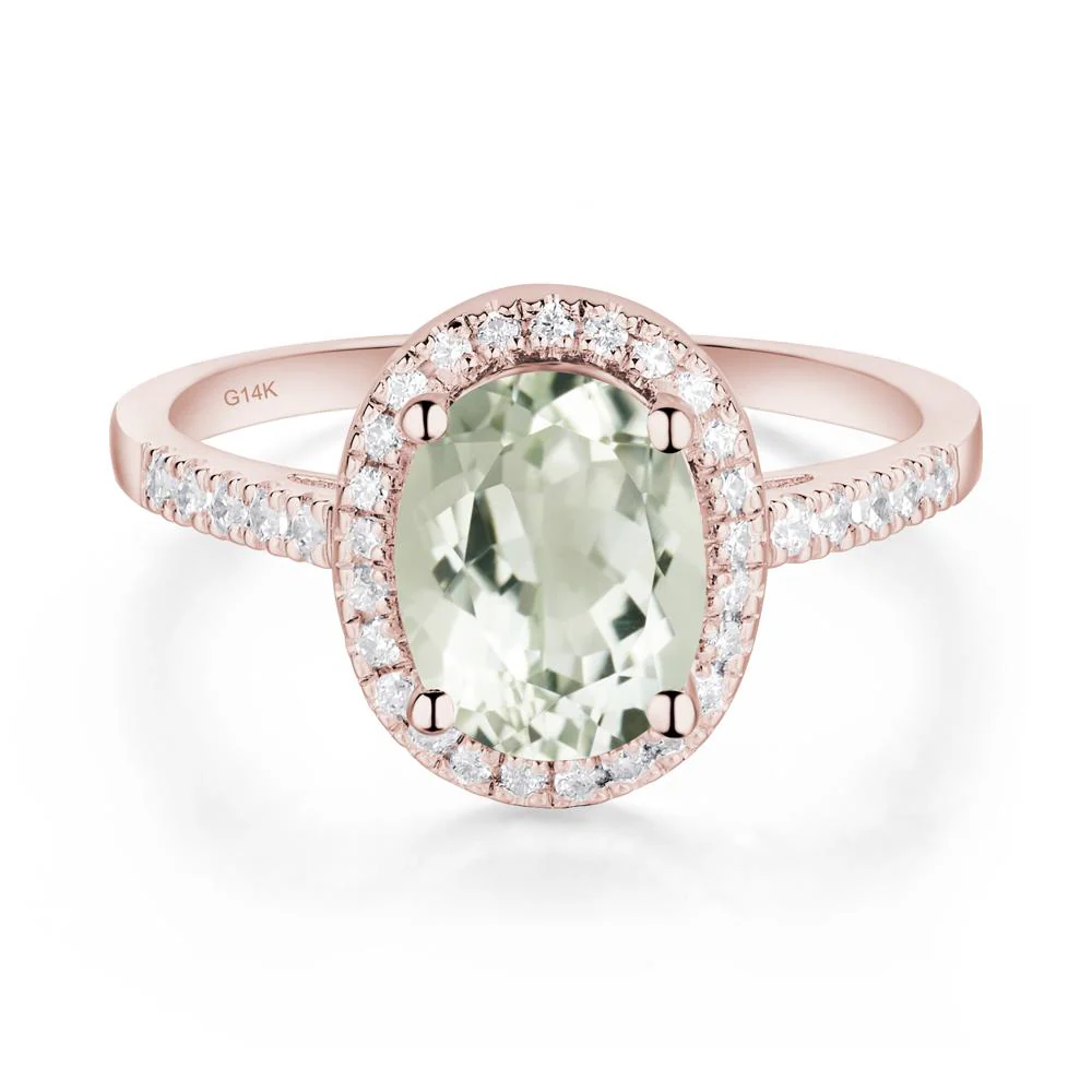 Oval Green Amethyst Halo Ring - Image 2