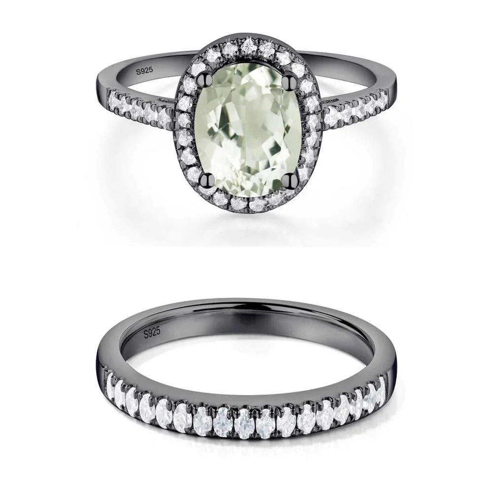Oval Green Amethyst Halo Ring - Image 23
