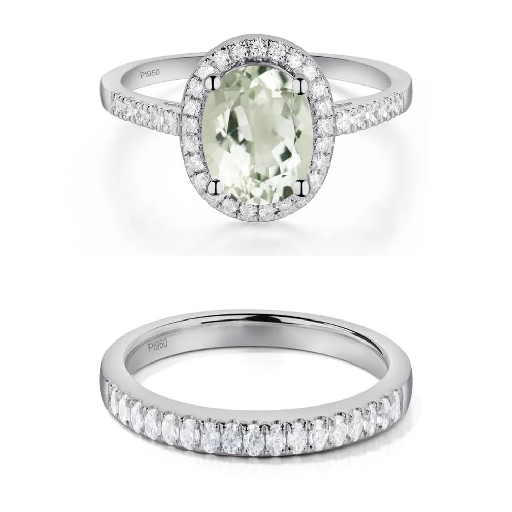 Oval Green Amethyst Halo Ring - Image 25