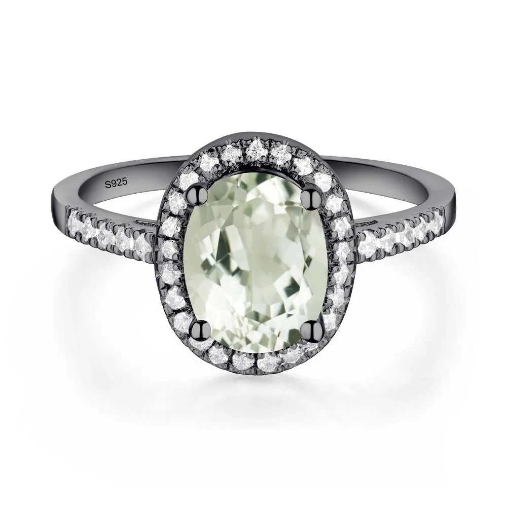 Oval Green Amethyst Halo Ring - Image 3