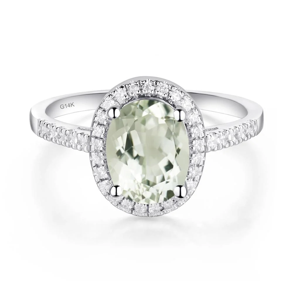 Oval Green Amethyst Halo Ring - Image 4
