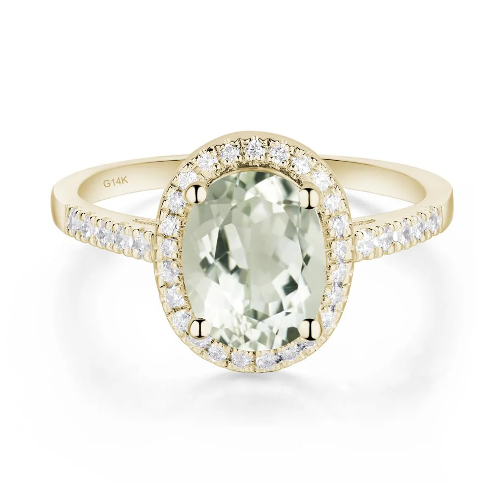Oval Green Amethyst Halo Ring - Image 6