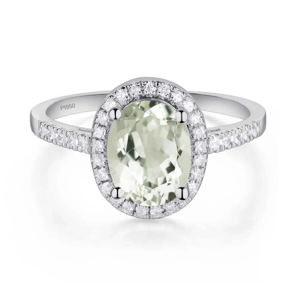 Oval Green Amethyst Halo Ring - Image 7