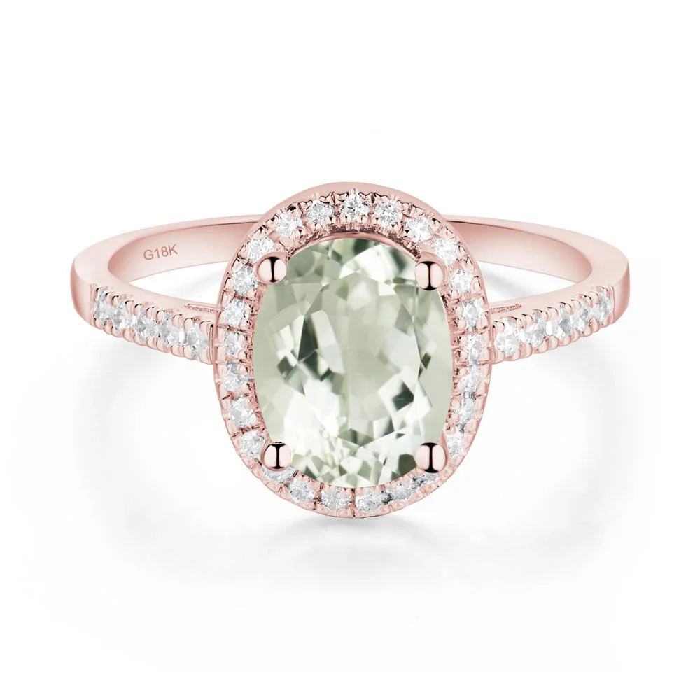 Oval Green Amethyst Halo Ring - Image 9