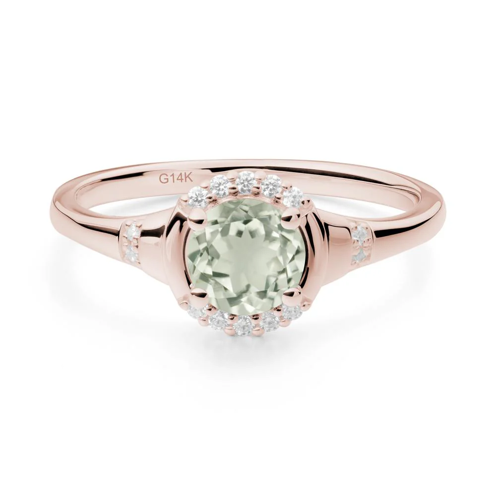 Green Amethyst Halo Statement Ring