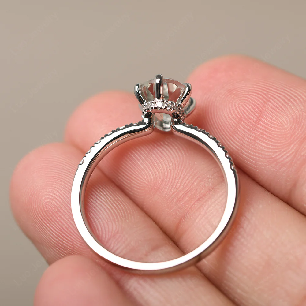 Green Amethyst Engagement Ring Hidden Halo - Image 3