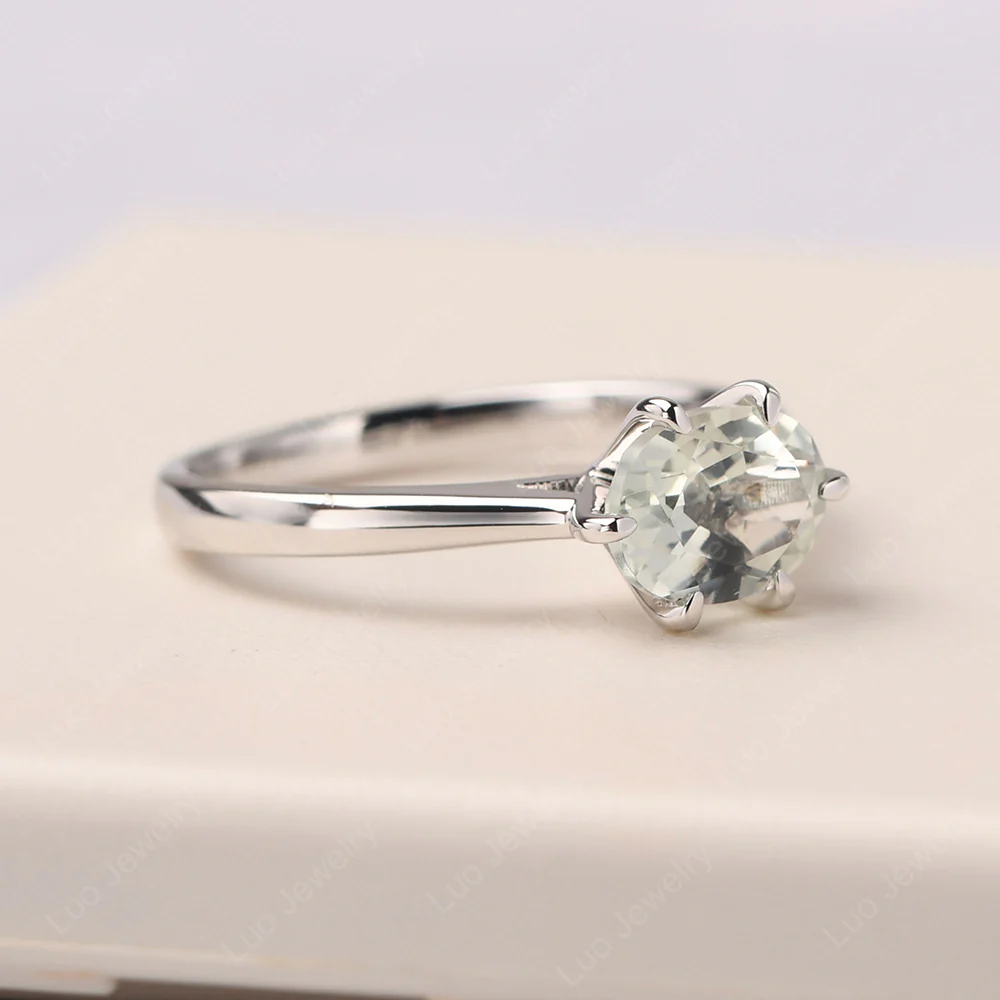 Green Amethyst Claw Prong Engagement Ring - Image 2