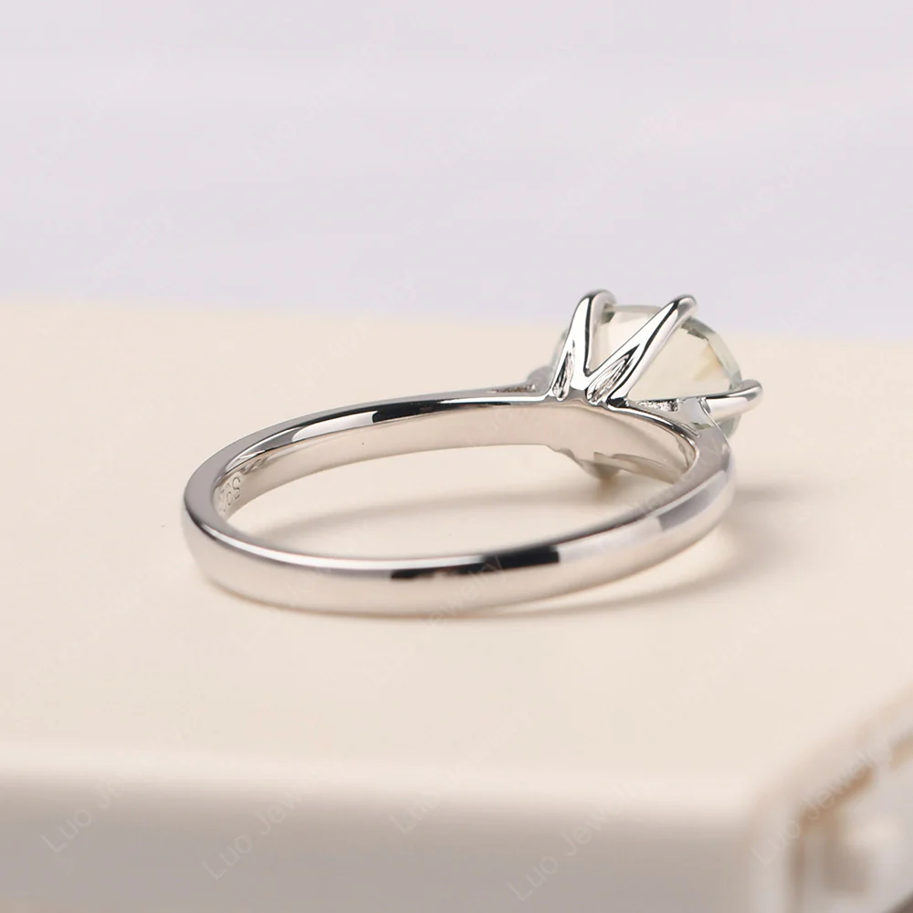 Green Amethyst Claw Prong Engagement Ring - Image 3