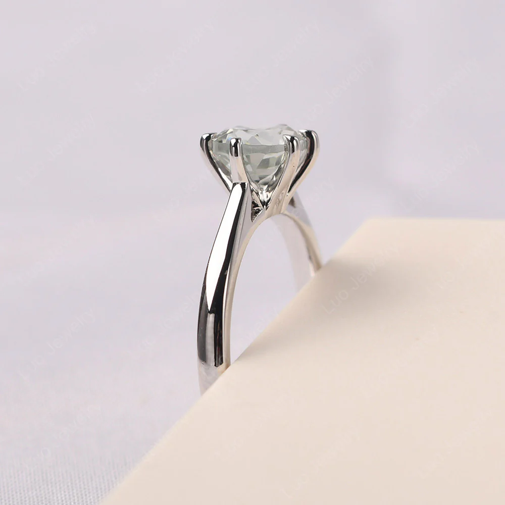 Green Amethyst Claw Prong Engagement Ring - Image 4