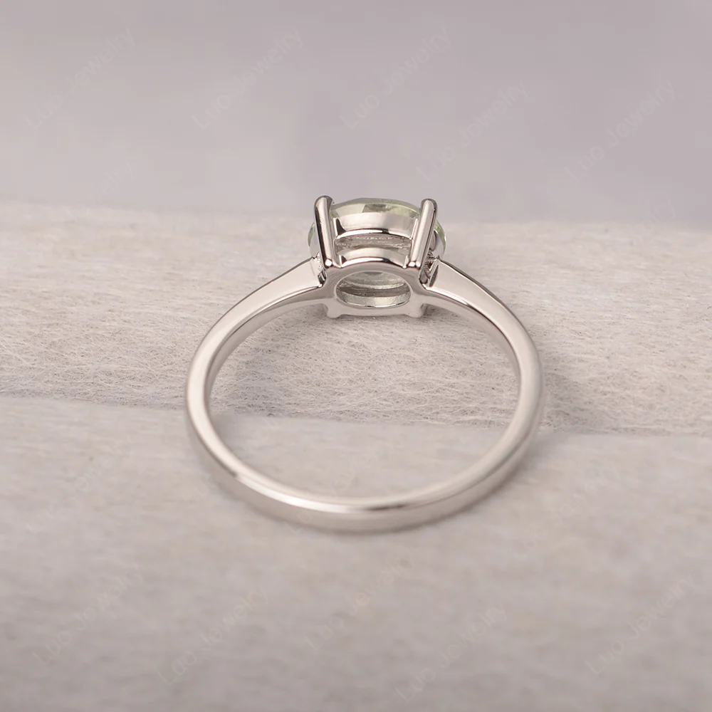 Green Amethyst Oval Solitaire Engagement Ring - Image 3