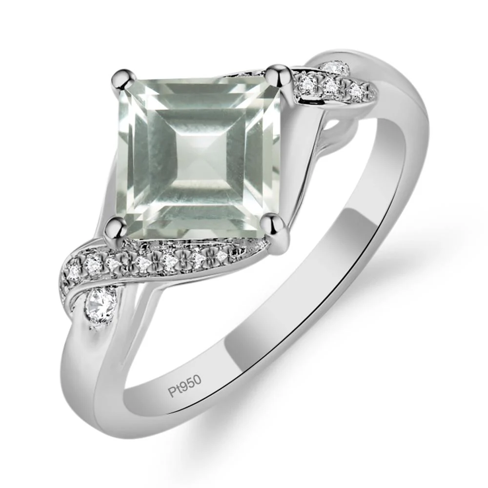 Green Amethyst Kite Set Square Cut Ring