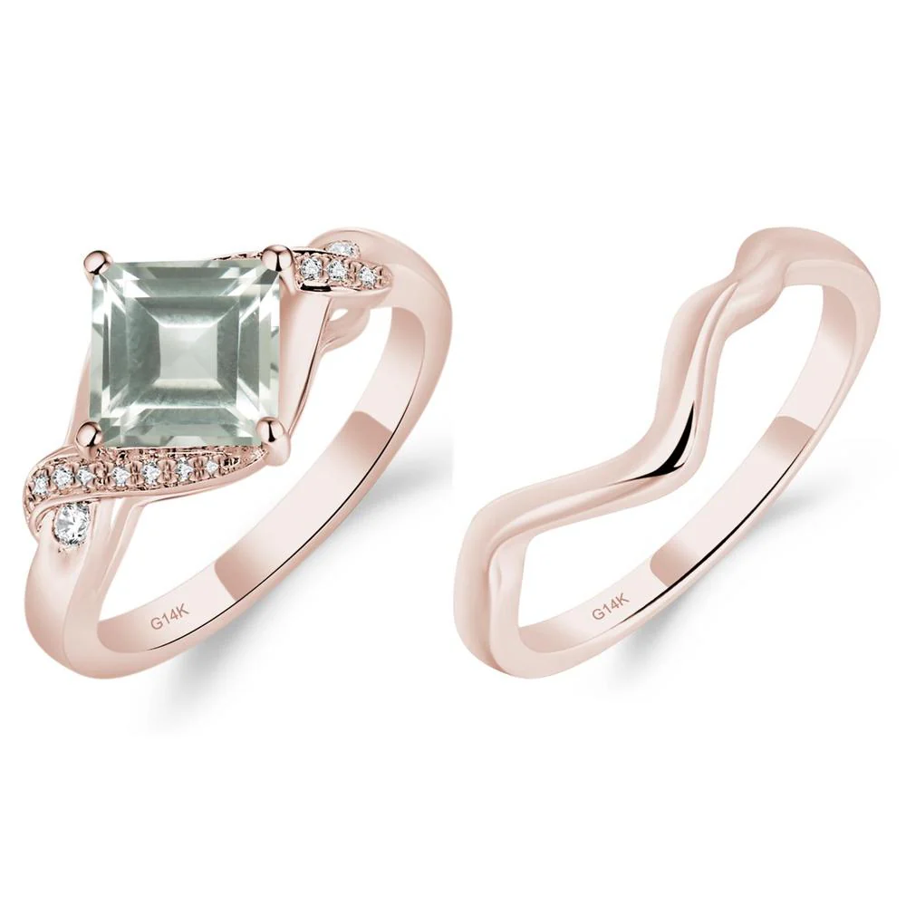 Green Amethyst Kite Set Square Cut Ring - Image 13
