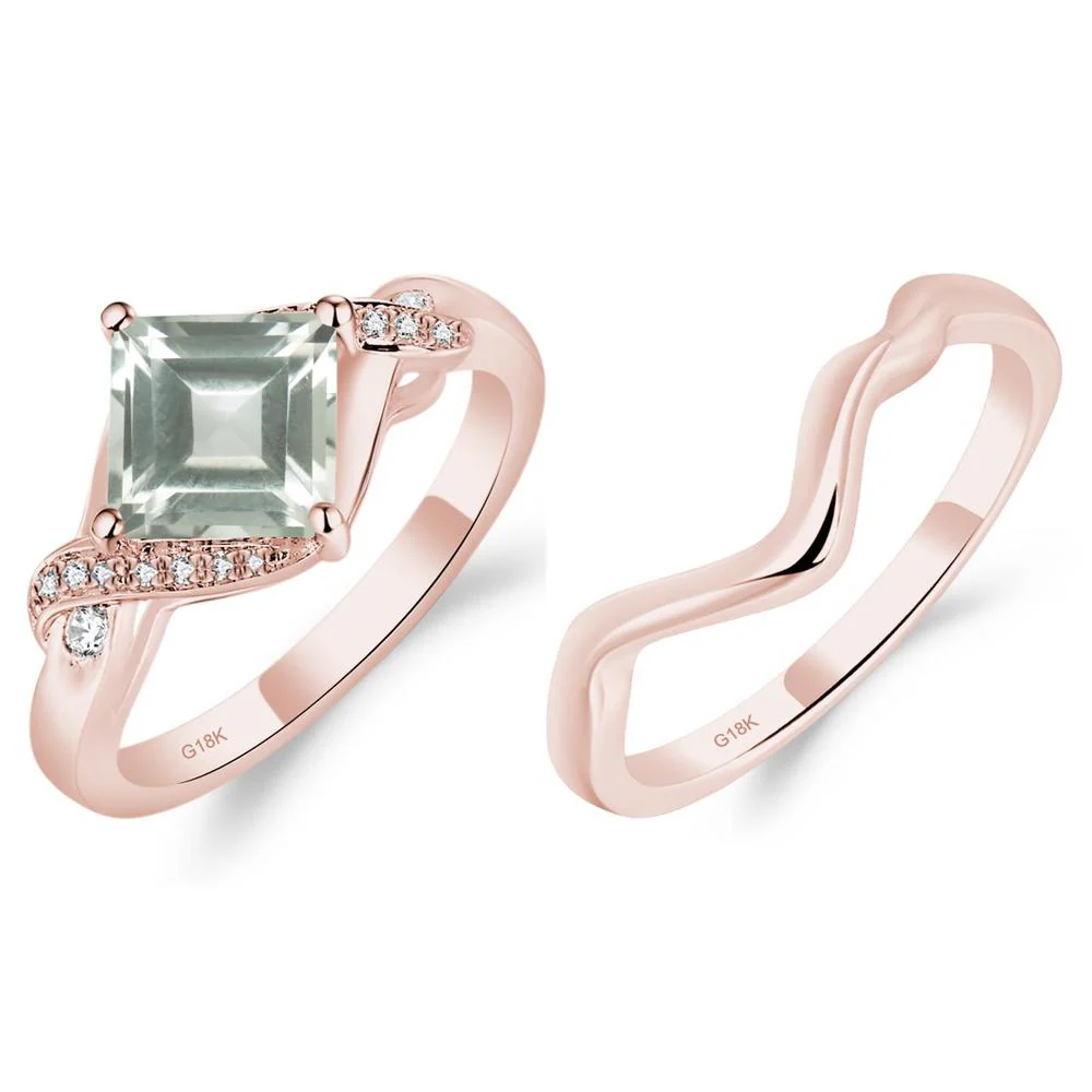 Green Amethyst Kite Set Square Cut Ring - Image 19