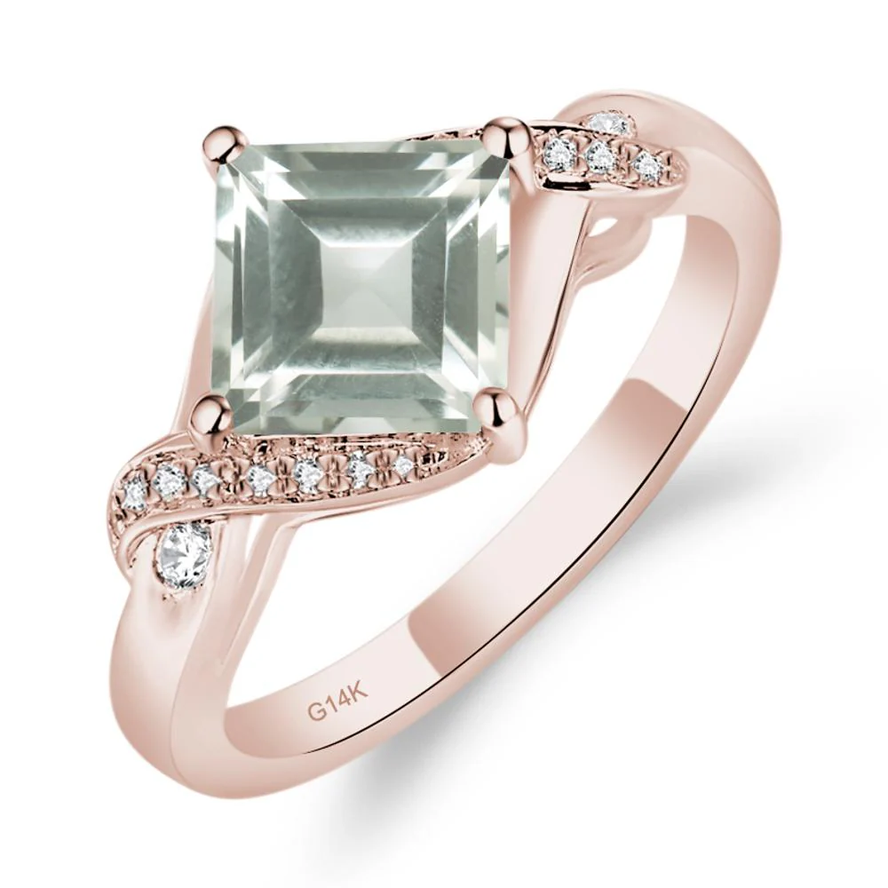 Green Amethyst Kite Set Square Cut Ring - Image 2