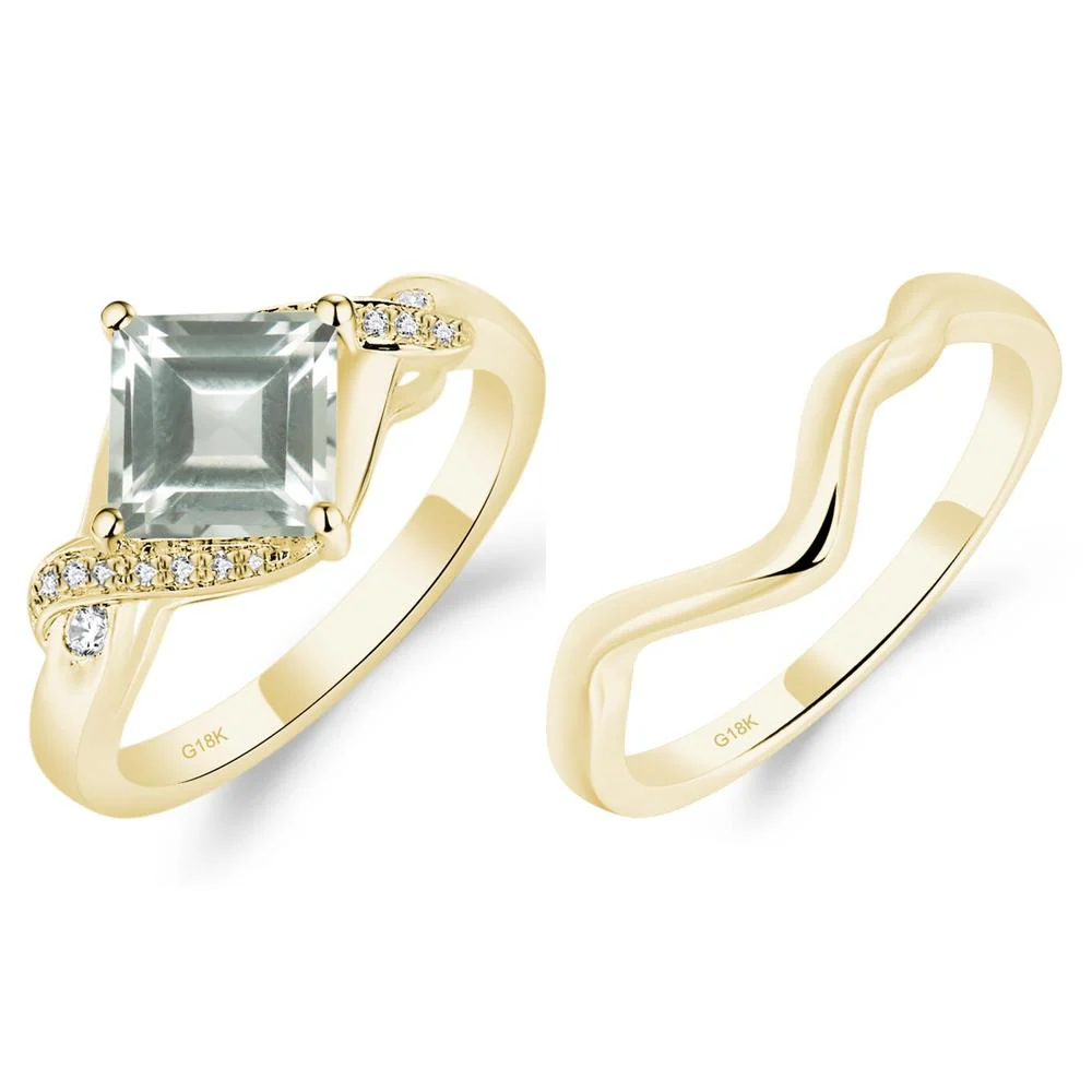 Green Amethyst Kite Set Square Cut Ring - Image 25