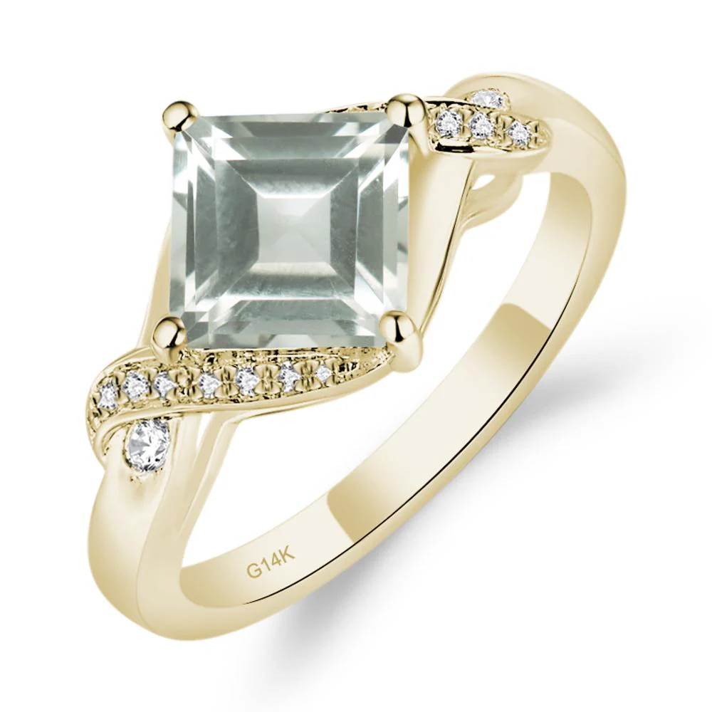 Green Amethyst Kite Set Square Cut Ring - Image 3