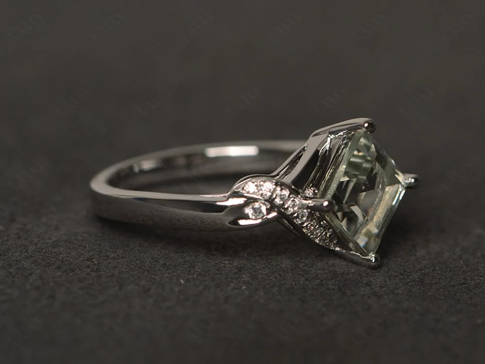 Green Amethyst Kite Set Square Cut Ring - Image 30