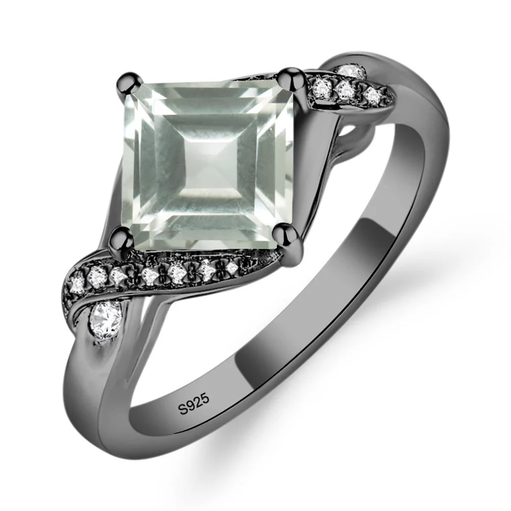 Green Amethyst Kite Set Square Cut Ring - Image 6