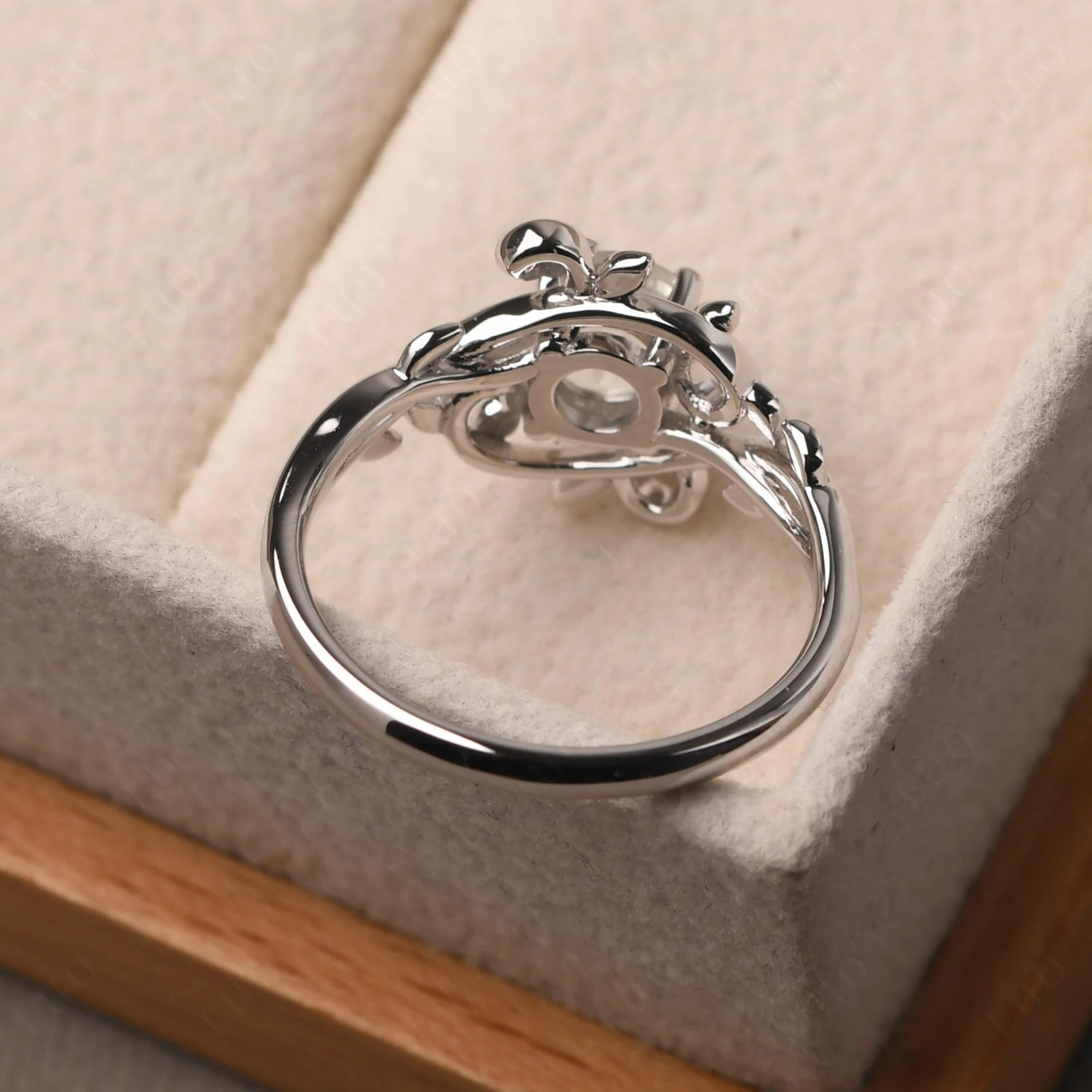 Green Amethyst Leaf and Vine Engagement Ring - Image 12