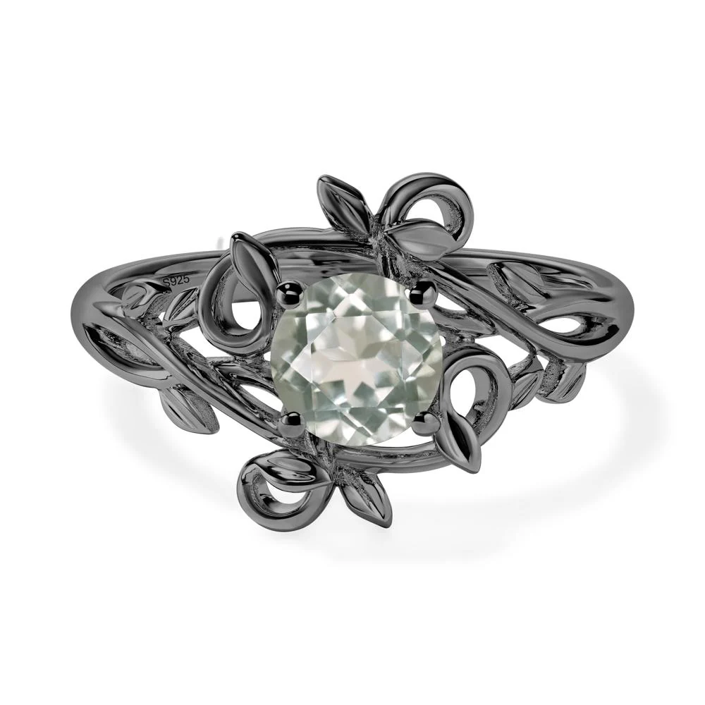 Green Amethyst Leaf and Vine Engagement Ring - Image 3