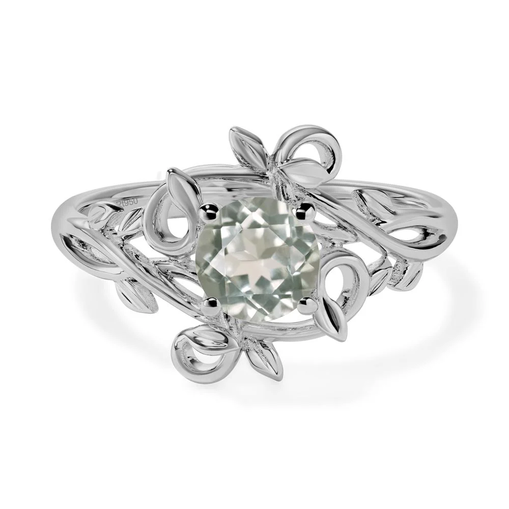 Green Amethyst Leaf and Vine Engagement Ring - Image 6