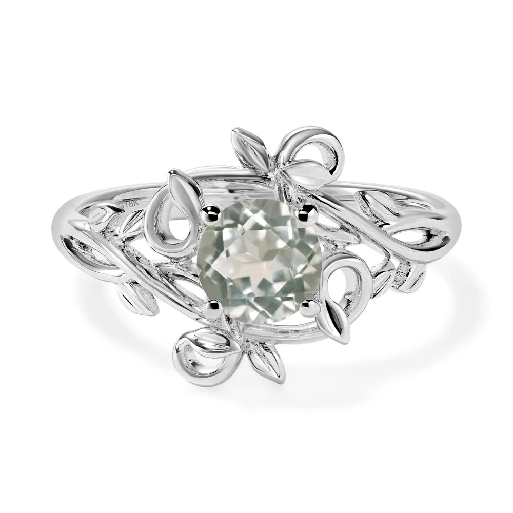 Green Amethyst Leaf and Vine Engagement Ring - Image 7