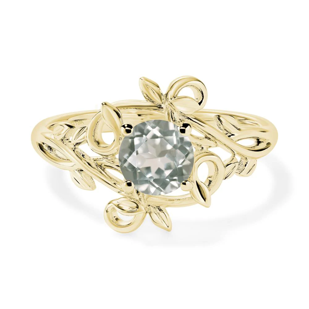 Green Amethyst Leaf and Vine Engagement Ring - Image 8