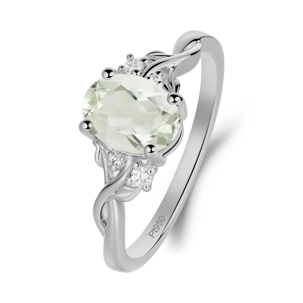 Green Amethyst Leaf Twist Engagement Ring - Image 2