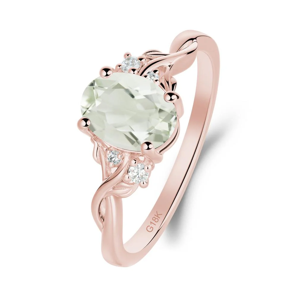 Green Amethyst Leaf Twist Engagement Ring - Image 6