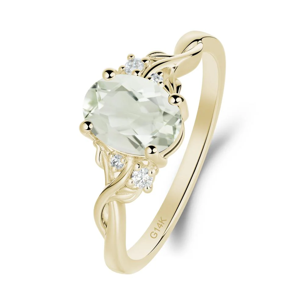 Green Amethyst Leaf Twist Engagement Ring - Image 8