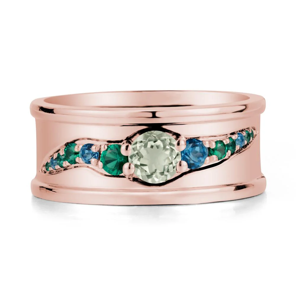 Green Amethyst Multi Stone Men Ring - Image 5