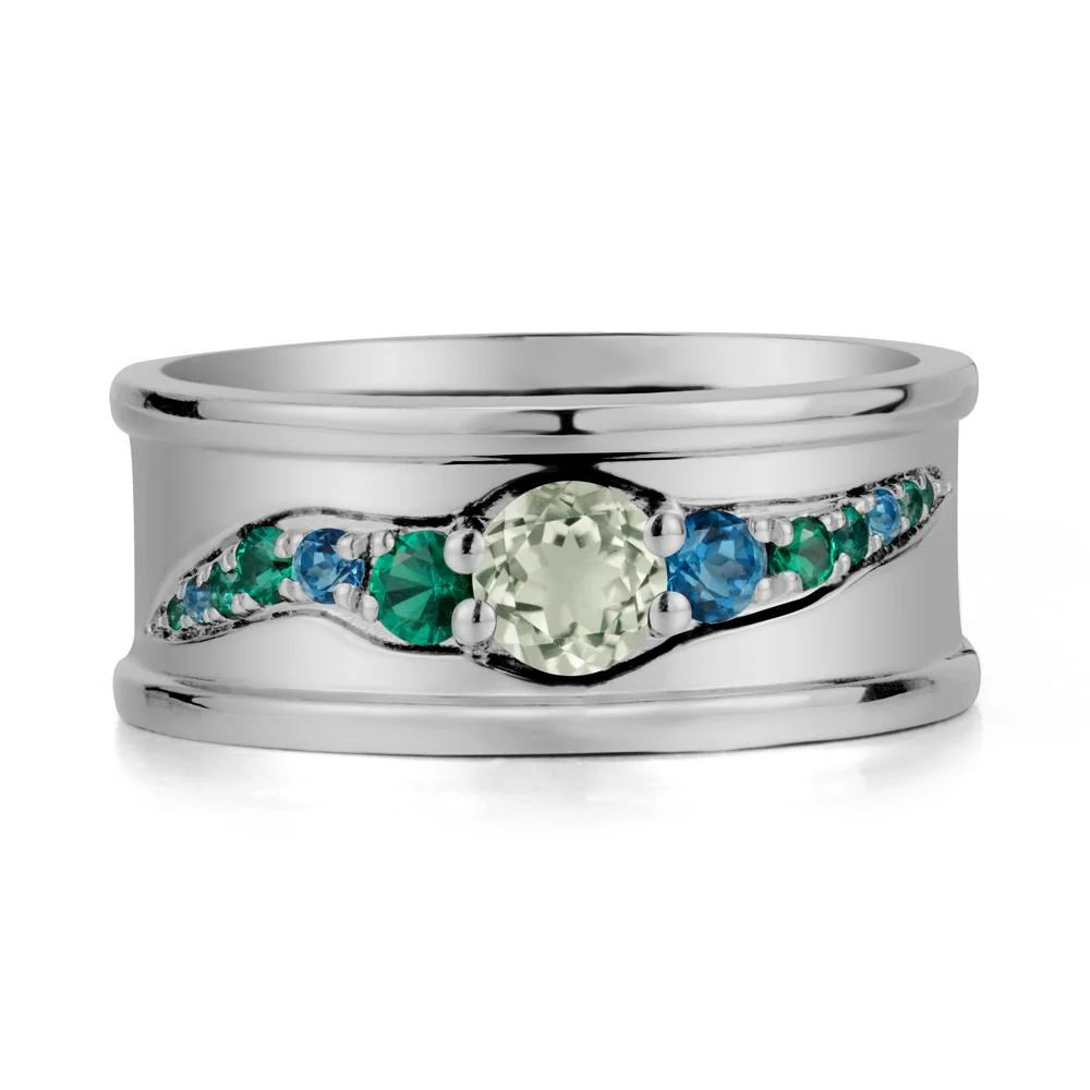 Green Amethyst Multi Stone Men Ring - Image 9