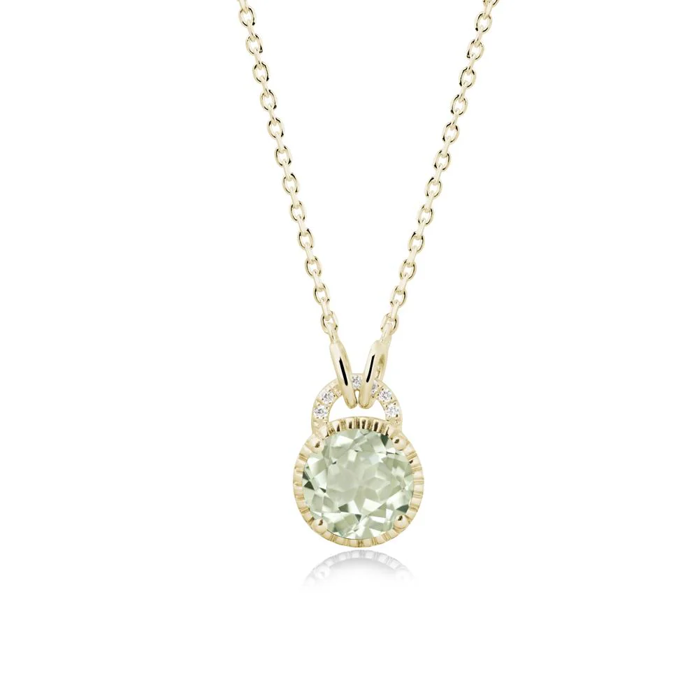 Green Amethyst Necklace with Sculpted Halo - Image 3