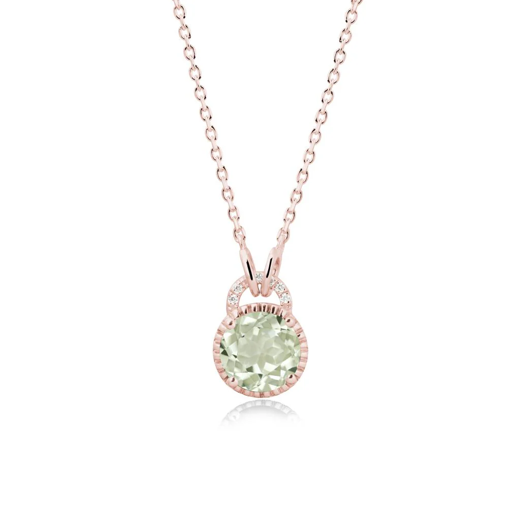 Green Amethyst Necklace with Sculpted Halo - Image 4