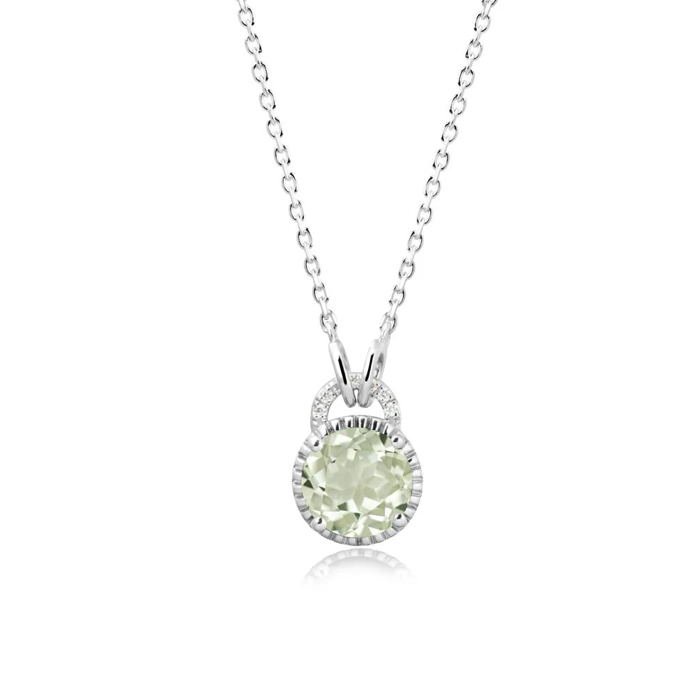 Green Amethyst Necklace with Sculpted Halo - Image 5