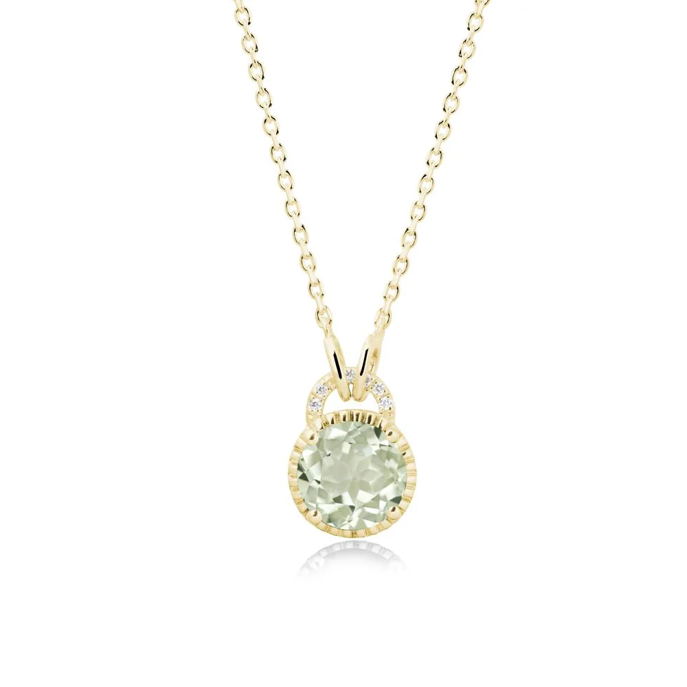 Green Amethyst Necklace with Sculpted Halo - Image 6