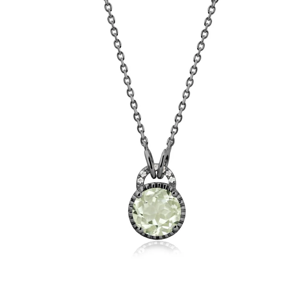 Green Amethyst Necklace with Sculpted Halo - Image 7