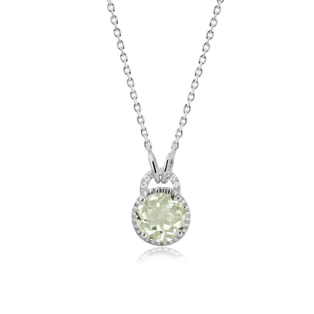 Green Amethyst Necklace with Sculpted Halo - Image 8