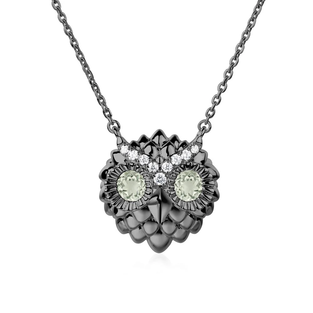 Green Amethyst Owl Necklace - Image 4